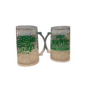 Twin Peaks Las Vegas 29 Degree Draft Beer Freezer Mugs Set of 2 Clear w/ print